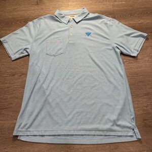 LinkSoul Polo Shirt Mens XL‎ Blue White Stripe Casual Preppy Performance Golf